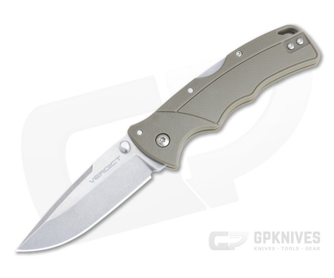 Cold Steel Verdict Spear Point Stonewashed 4116SS FDE GFN Tri-Ad Lock Folder FL-C3SPSSFDE - CS-FL-C3SPSSFDE