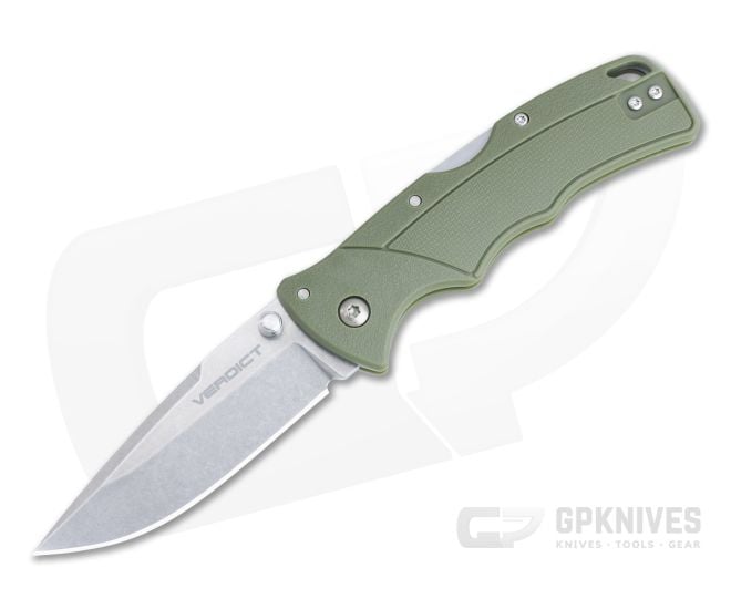 Cold Steel Verdict Spear Point Stonewashed 4116SS OD Green GFN Tri-Ad Lock Folder FL-C3SPSSODG - CS-FL-C3SPSSODG