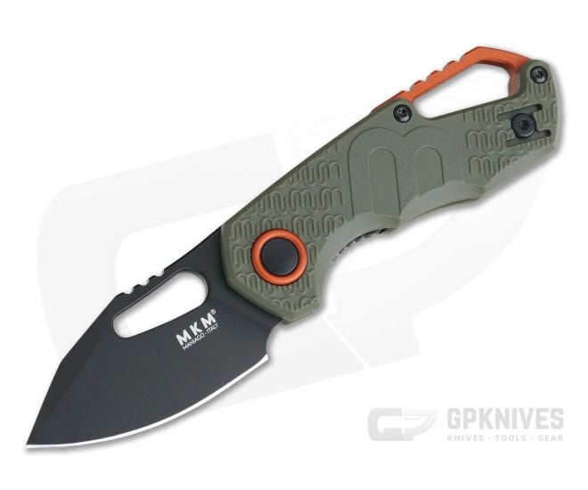 MKM Isonzo Clip Point Black Plain N690Co Green FRN FX03-3PGO - MKM-FX03-3PGO