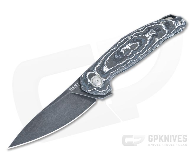 MKM Goccia Flipper White Storm FatCarbon Dark Stonewash M390 Drop Point GC-CFWD - MKM-GC-CFWD