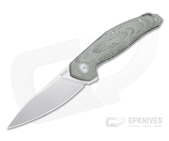 MKM Anso Goccia Satin M390 3D Green Canvas Micarta Liner Lock Flipper GC-GC - MKM-GC-GC