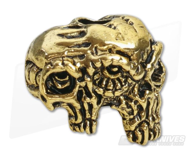 Schmuckatelli Gemini Twins Skull Bead Antique Gold Pewter - ST-GTAG