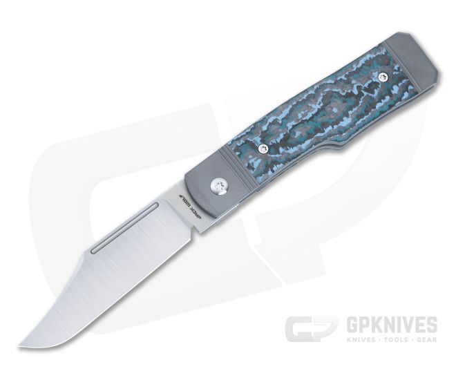 Jack Wolf Knives Gunslinger Jack Bolster Lock Front Flipper Arctic Storm FatCarbon Satin S90V Clip Point GUNSL-01-FCAS - JWK-GUNSL-01-FCAS