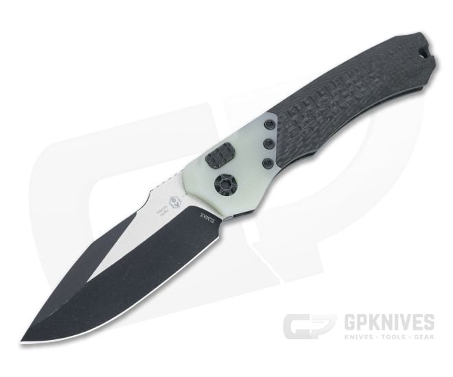 Heretic Knives Wraith Auto S/E Battleworn Black Elmax Jade G10 Bolster Carbon Fiber Automatic H000-8A-JADE - HRT-H000-8A-JADE