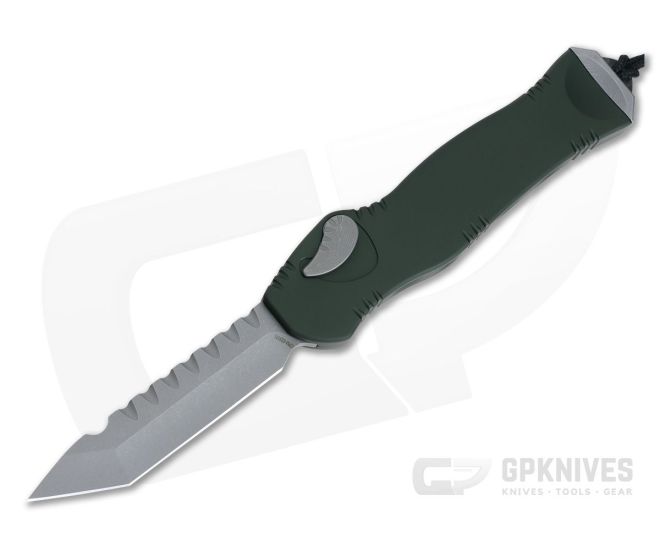 Heretic Knives Hydra Tanto Battleworn S35VN Green Single Action OTF Automatic H006-5A-GRN - HRT-H006-5A-GRN