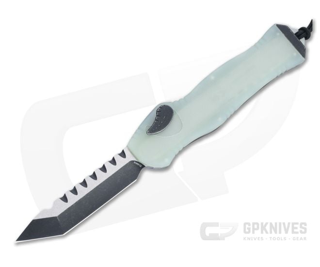 Heretic Hydra Tanto Battleworn Black Elmax Jade G10 Top Single Action OTF Automatic Knife H006-8A-JADE - HRT-H006-8A-JADE