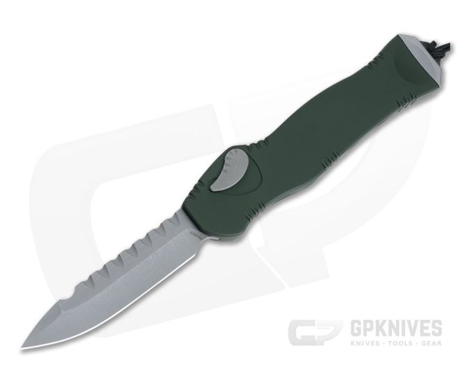 Heretic Knives Hydra Drop Point Battleworn S35VN Green Single Action OTF Automatic H007-5A-GRN - HRT-H007-5A-GRN