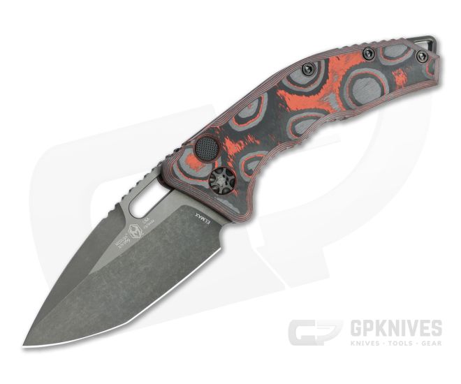 Heretic Knives Medusa Tanto Battle Worn DLC Elmax Orange Camo Carbon Fiber Automatic Knife H011-6A-ORCF - HRT-H011-6A-ORCF