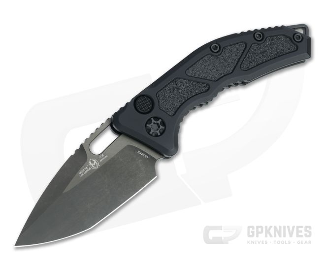 Heretic Knives Medusa Tanto Battle Worn DLC Elmax Tactical Black Aluminum Automatic Knife H011-6A-T - HRT-H011-6A-T