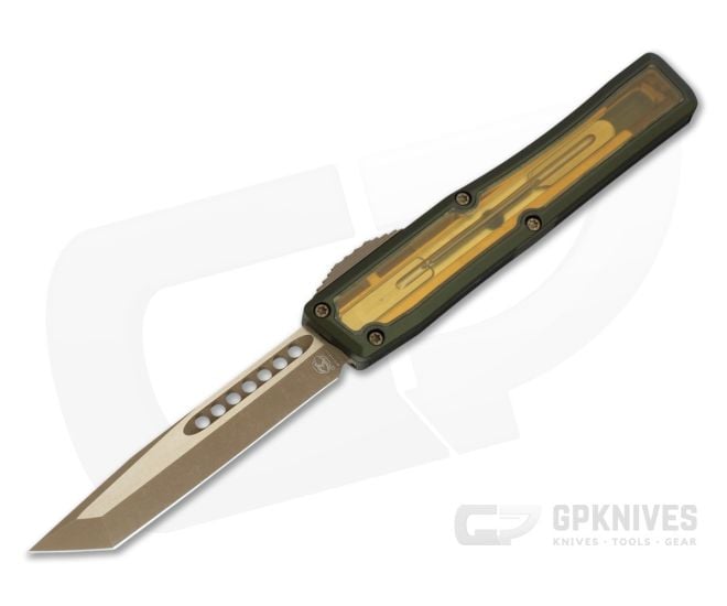 Heretic NYX Tanto OD Green Aluminum Ultem Inlay MagnaCut Bronze Tumbled OTF Automatic Knife (3.62" Blade) H015-7A-GRN-ULTEM - HRT-H015-7A-GRN-ULTEM