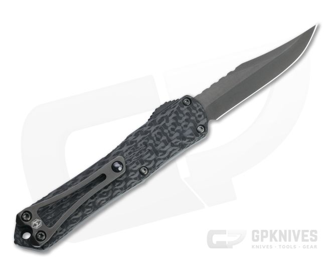 Heretic Knives Manticore-S Bowie DLC Elmax Twill Carbon Fiber OTF Automatic H022B-6A-CF - HRT-H022B-6A-CF