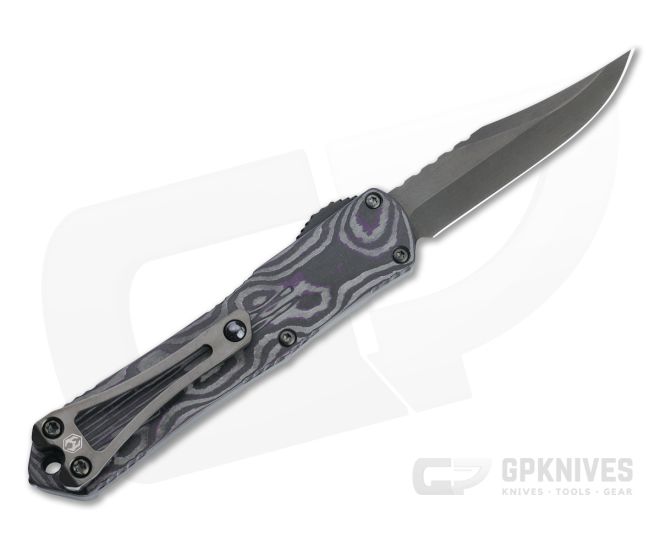 Heretic Knives Manticore-S Bowie DLC Elmax Purple Camo Carbon Fiber OTF Automatic H022B-6A-PUCF - HRT-H022B-6A-PUCF