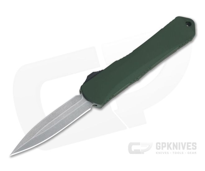 Heretic Knives Manticore-S Double Edge Stonewashed S35VN Green OTF Automatic H024-2A-GRN - HRT-H024-2A-GRN