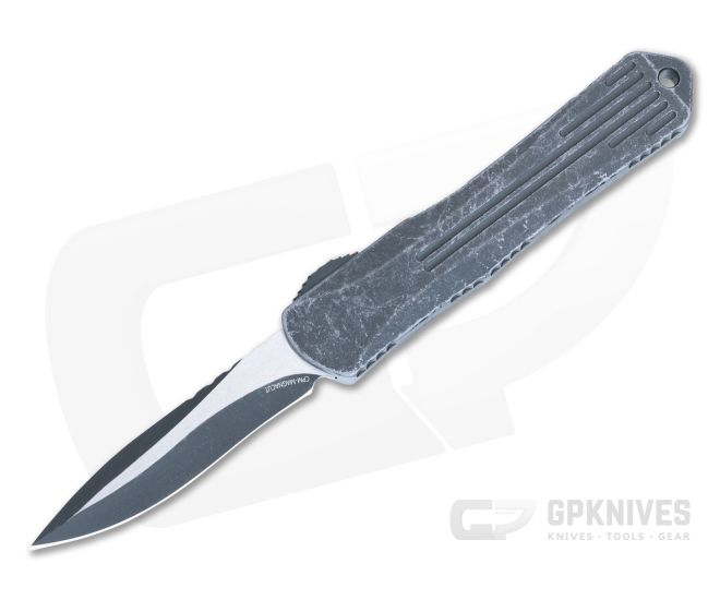 Heretic Manticore-S Breakthrough Gray Handle with Two-Tone Battleworn Black MagnaCut Recurve OTF Auto H025-14A-BRKGRY - HRT-H025-14A-BRKGRY