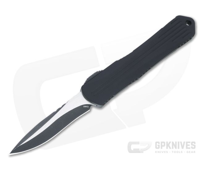Heretic Knives Manticore-S Recurve Battleworn Black Elmax Black OTF Automatic H025-8A - HRT-H025-8A