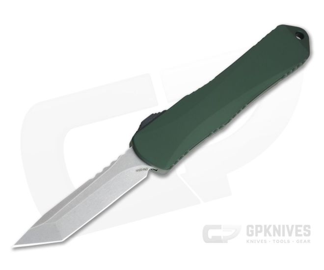 Heretic Knives Manticore-E Tanto Stonewashed S35VN Green EDC OTF Automatic H027-2A-GRN - HRT-H027-2A-GRN