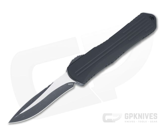 Heretic Knives Manticore-E Recurve Battleworn Black Elmax Fluted OTF Automatic H029-8A - HRT-H029-8A