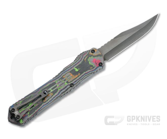 Heretic Knives Manticore-X Black DLC Bowie Awesome 80's Camo Carbon OTF Automatic H030B-6A-CF80S - HRT-H030B-6A-CF80S
