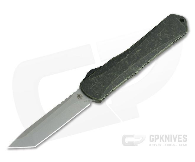 Heretic Knives Manticore-X Tanto Battleworn Breakthrough Green OTF Automatic H031-5A-BRKGR - HRT-H031-5A-BRKGR