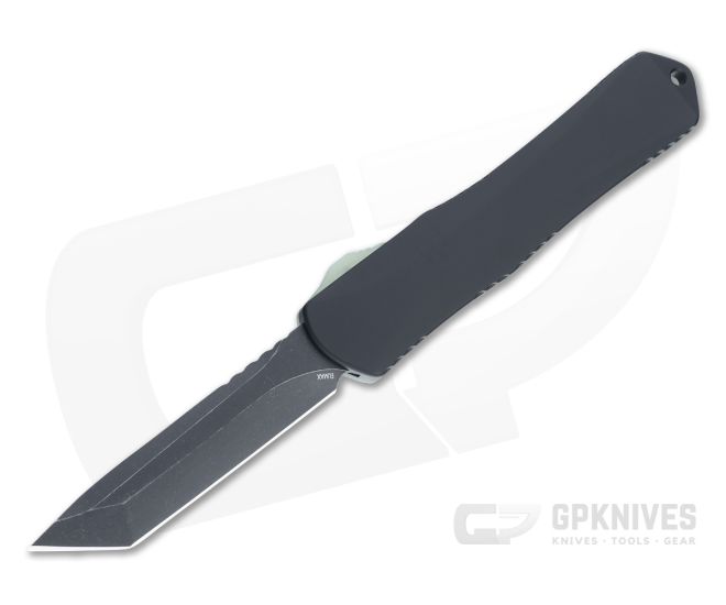 Heretic Knives Manticore-X Tanto Battleworn Black Elmax Jade G10 Back Cover Black OTF Automatic H031-8A-JADE - HRT-H031-8A-JADE