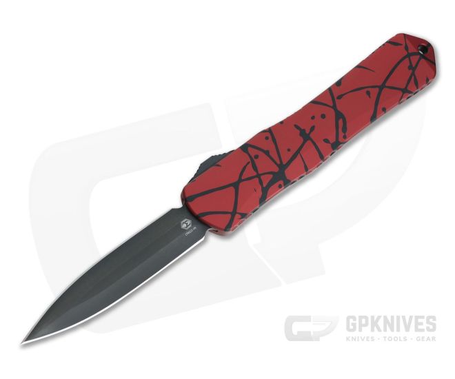 Heretic Knives Manticore-X Double Edge DLC S35VN Red Black Splash OTF Automatic H032-6A-REDBS - HRT-H032-6A-REDBS