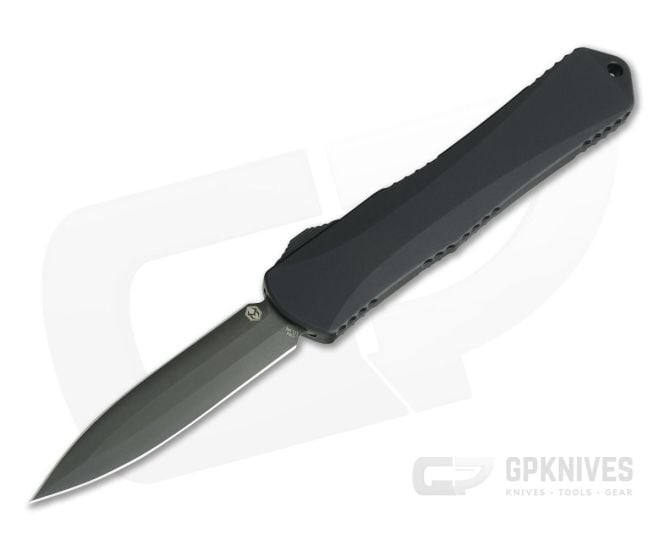 Heretic Knives Manticore-X Double Edge Tumbled DLC Tactical Black OTF Automatic H032-6A-T - HRT-H032-6A-T