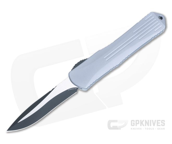Heretic Manticore-X Gray Handle with Two-Tone Black MagnaCut Recurve OTF Auto H033-10A-GRAY - HRT-H033-10A-GRAY