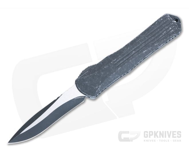 Heretic Manticore-X Breakthrough Gray Handle with Two-Tone Battleworn Black MagnaCut Recurve OTF Auto H033-14A-BRKGRY - HRT-H033-14A-BRKGRY