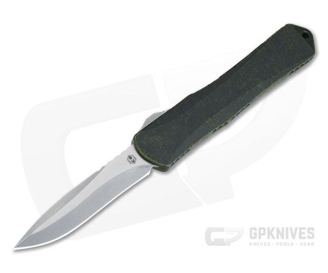 Heretic Knives Manticore-X Stonewashed Recurve Breakthrough Green OTF Automatic H033-2A-BRKGR - HRT-H033-2A-BRKGR