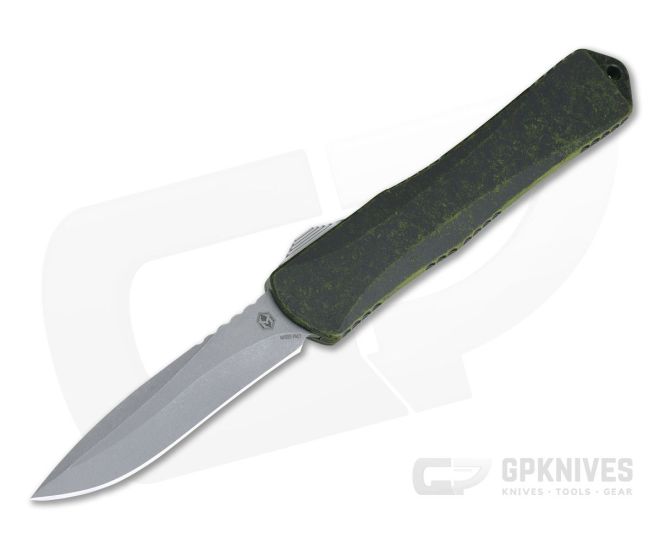 Heretic Knives Manticore-X Battleworn Recurve Breakthrough Green OTF Automatic H033-5A-BRKGR - HRT-H033-5A-BRKGR