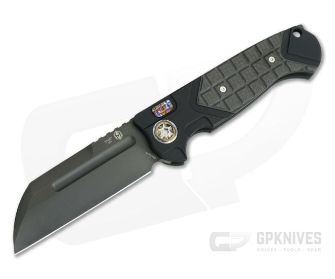 Heretic Knives ADV Butcher OTS Automatic Black DLC Aluminum Flamed Titanium and Carbon Fiber H034-6A - HRT-H034-6A