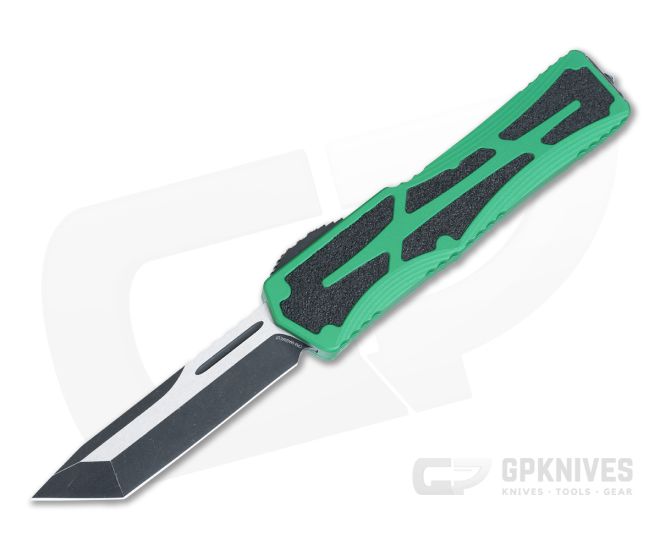 Heretic Colossus OTF Green Handle Battleworn Black Blade - HRT-H040-14A-GRN