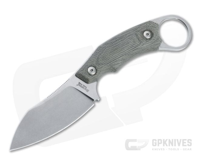 LionSteel H1 Skinner M390 Green Canvas Micarta Fixed Blade Ring Knife - LS-H1-CVG