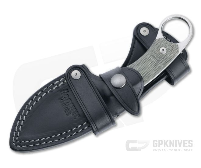 LionSteel H1 Skinner M390 Green Canvas Micarta Fixed Blade Ring