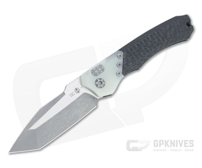 Heretic Knives Wraith Auto Tanto Battleworn Elmax Jade G10 Bolster Carbon Fiber Automatic H100-5A-JADE - HRT-H100-5A-JADE