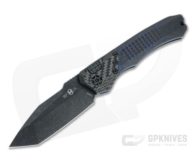 Heretic Knives Wraith Auto Tanto Battleworn Black Elmax Breakthrough Blue Integral Automatic H100-8A-BRKBLU - HRT-H100-8A-BRKBLU
