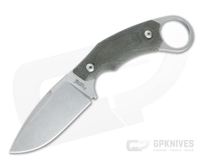 LionSteel H2 Drop Point M390 Green Canvas Micarta Fixed Blade Ring Knife - LS-H2-CVG