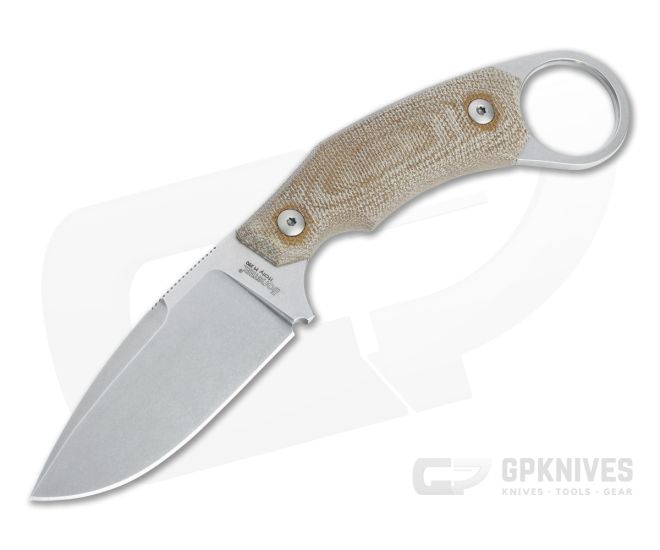 LionSteel H2 Drop Point M390 Natural Canvas Micarta Fixed Blade Ring Knife - LS-H2-CVN