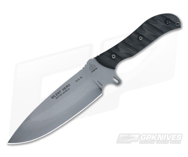 TOPS Silent Hero Sniper Grey 1095 Black Rocky Mountain Tread Micarta Fixed Blade HERO-03 - TP-HERO-03