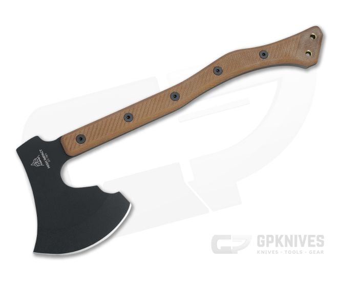 TOPS Knives High Impact Axe Black 1075 Tan Canvas Micarta Camp Axe - TP-HIM-01