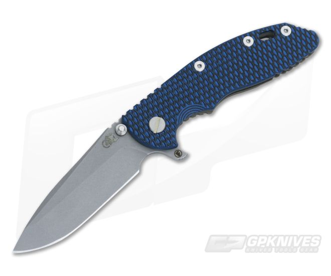 Hinderer Knives XM-18 3.5" Black-Blue Fatty Spanto Battle Bronze Frame - HK-0112