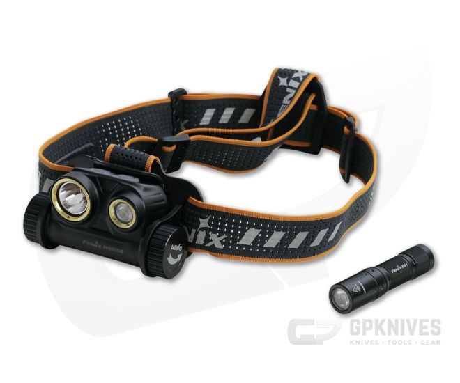Fenix HM65R 1400 Lumen Rechargeable LED Headlamp + E01 V2.0 Flashlight HM65RL2BK - FF-HM65RL2BK-B