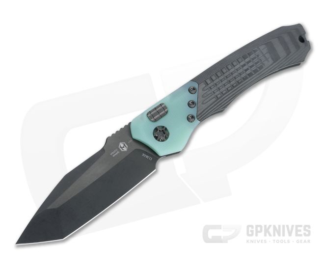 Heretic Knives Wraith Auto Limited Emerald G10 Bolster Two-Tone DLC Tanto Unidirectional Carbon Fiber Automatic 008 - HRT-008