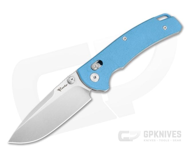 Reate Horizon X Drop Point Blue Fatcarbon Glass Nitro-X7 Stonewash Crossbar Lock Knife (3.20" Blade) - RK-HRZN-X-01