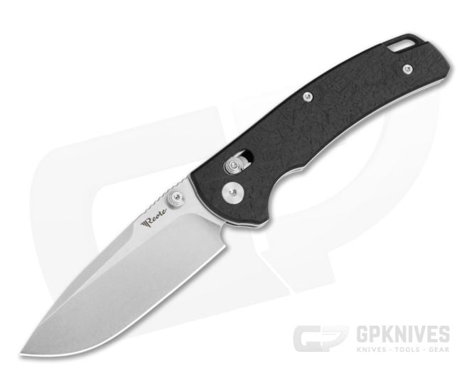 Reate Horizon X Drop Point Black Fatcarbon Glass Nitro-X7 Stonewash Crossbar Lock Knife (3.20" Blade) - RK-HRZN-X-09