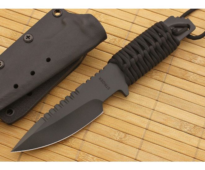 Strider HT-S Spear Point Black Cord Wrap Black Cerakote PD#1 - SK-HT-S-SS-BCWB-PD1