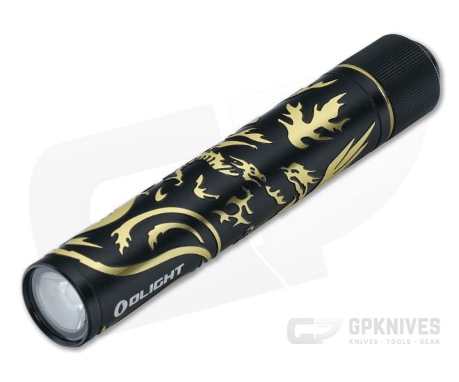 Olight I3T 2 Dragon & Phoenix (Black and Gold) 200 Lumen EDC Flashlight - OL-I3T-2-DGPNGDBK