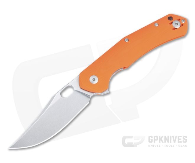 GiantMouse ACE Jutland Flipper Stonewashed Elmax Orange G10 Liner Lock Folder - GM-JUTLAND-ORG-G10