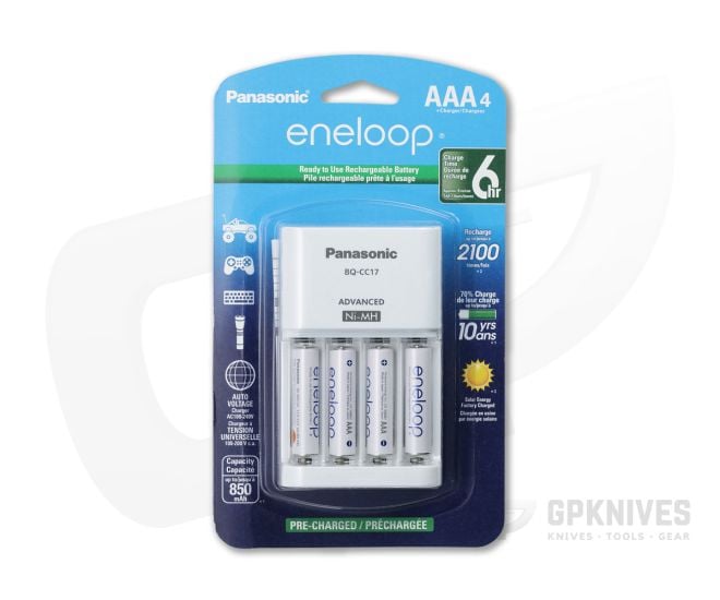 Panasonic 4-Position Charger with 4 x AAA Eneloop NiMH Batteries - PN-K-KJ17M3A4BA