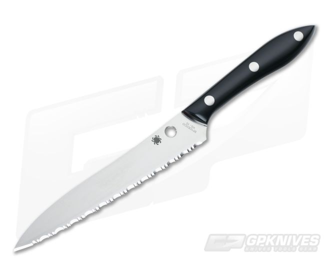 Spyderco Cook's Knife Serrated Black Corian K11S - SP-K11S